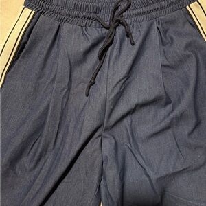 Women’s Navy Blue Pants with Beige Stripes